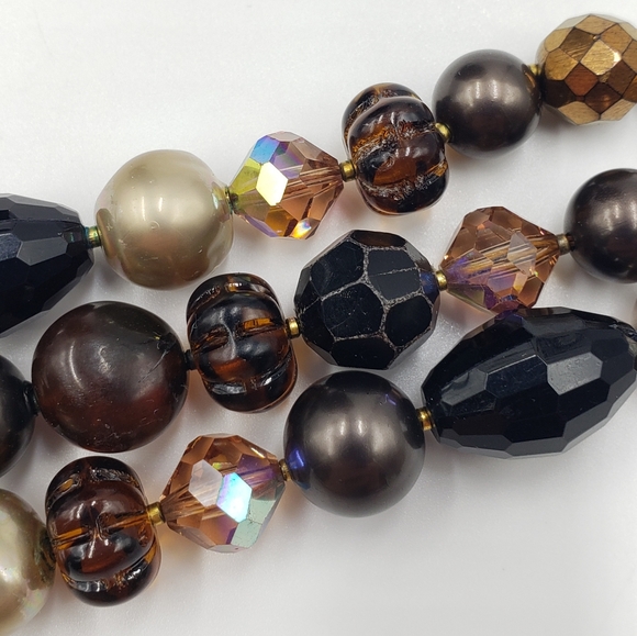 Vintage DeMario Jewelry Set MCM Black Tan Gold Pearl - Picture 11 of 16